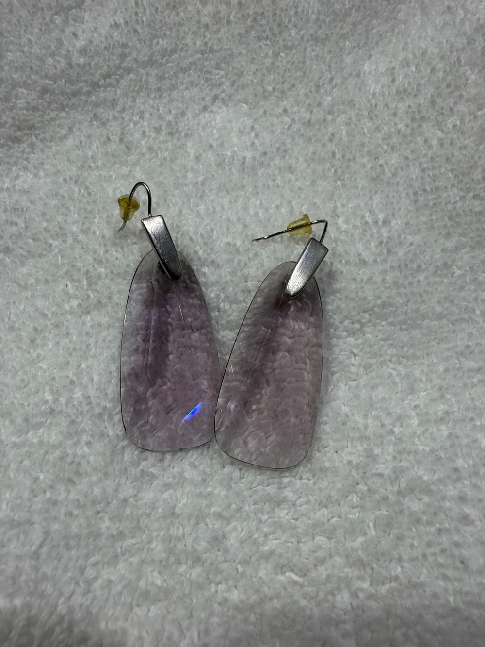 Kendra Scott Lavender Resin Drop Earrings with Brushed Metal Accents